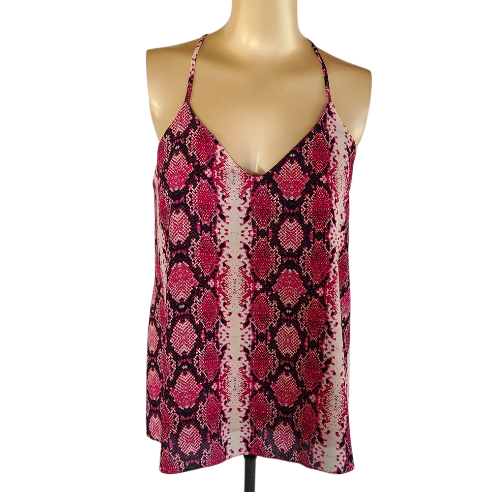 Peace Love Cake Pink/Black/White Snakeskin Racerback Camisole Tank Top Small